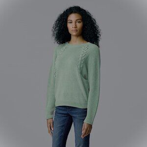 Women's Simply Vera Vera Wang Braided Cable Dolman Sweater, Medium, Pale Green